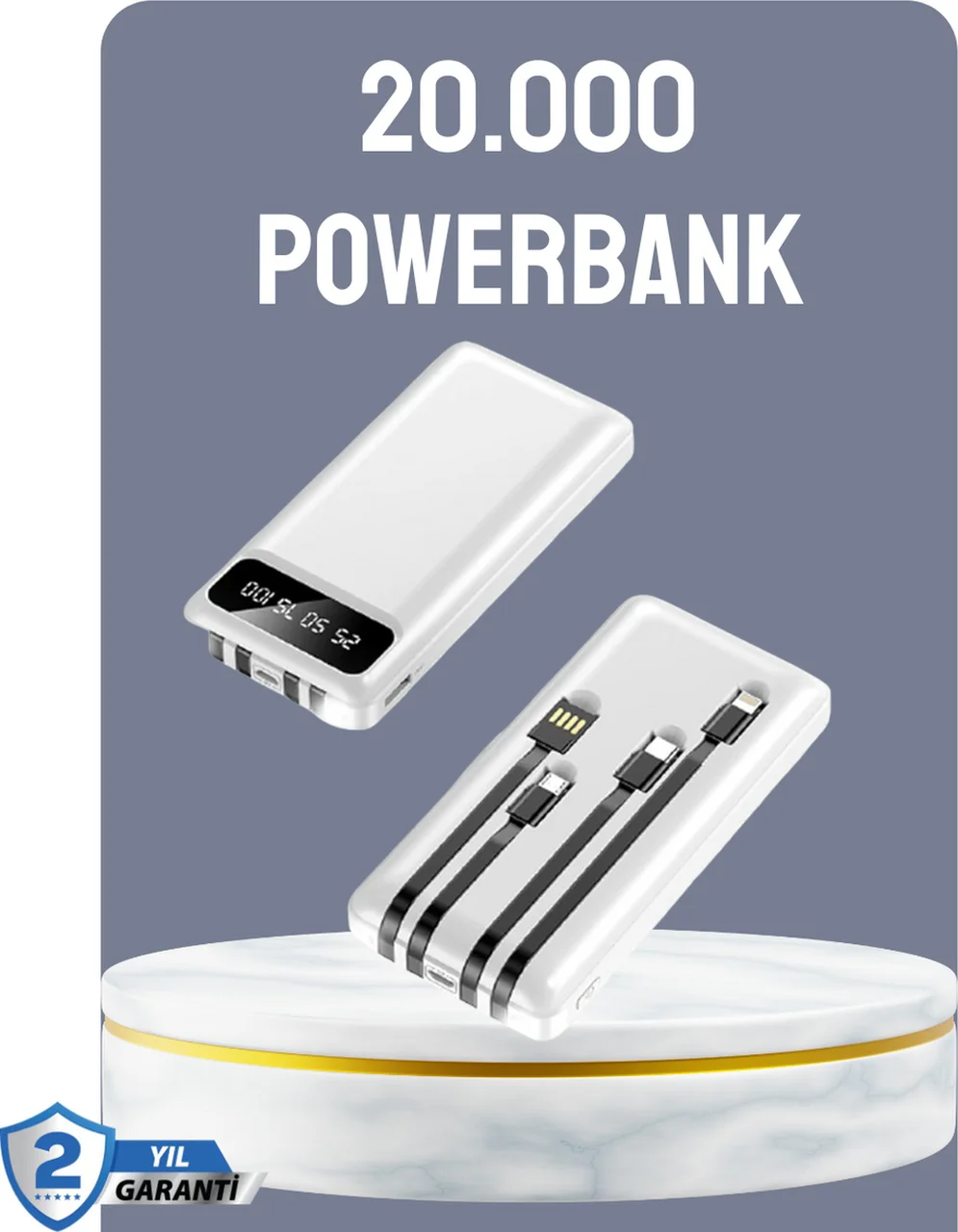 Hızlı Şarj Destekli 20.000mah Powerbank Usb Type-c Lightning Lcd Diğer