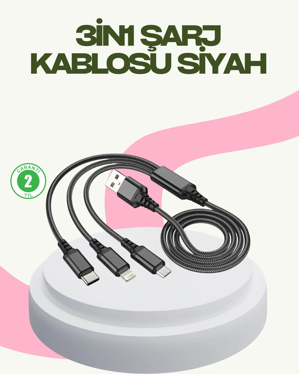 Hızlı Şarj Destekli Çoklu Şarj Kablosu Seyahat Ve Günlük Kullanım