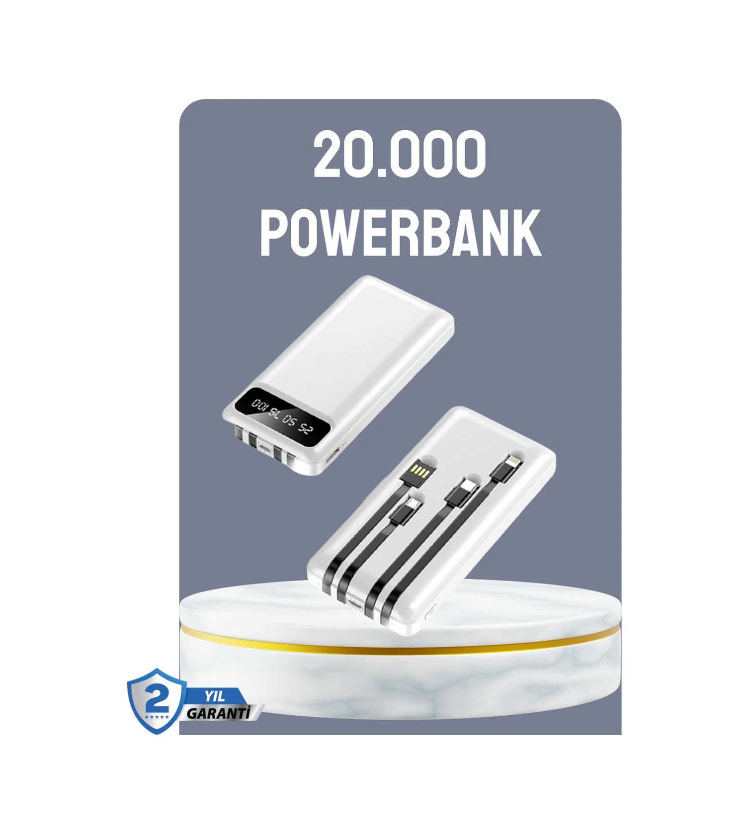 Hızlı Şarj Destekli 20.000mah Powerbank Usb Type-c Lightning Lcd - Lisinya Diğer