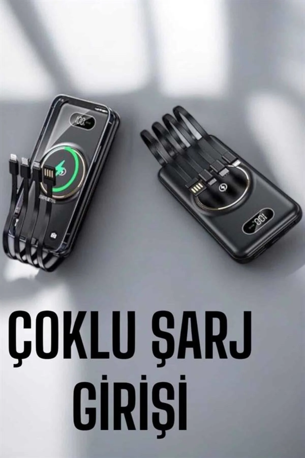 Hızlı Şarj Dijital Göstergeli Powerbankli Çoklu Şarj Özelliği - a