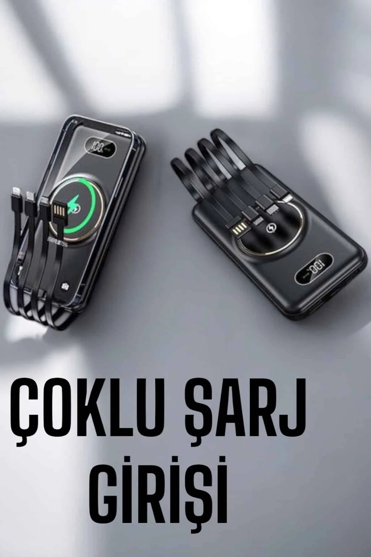 Hızlı Şarj Dijital Göstergeli Powerbankli Çoklu Şarj Özelliği