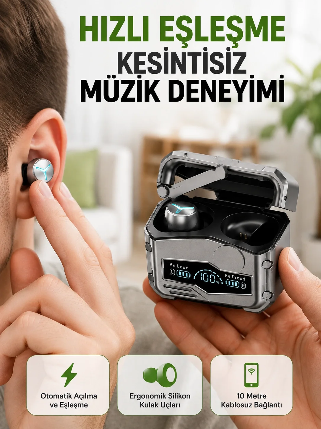 Hızlı Şarj Edilebilen Kablosuz Kulaklık – Uzun Süreli Kullanım için Tasarlandı (Kopya)