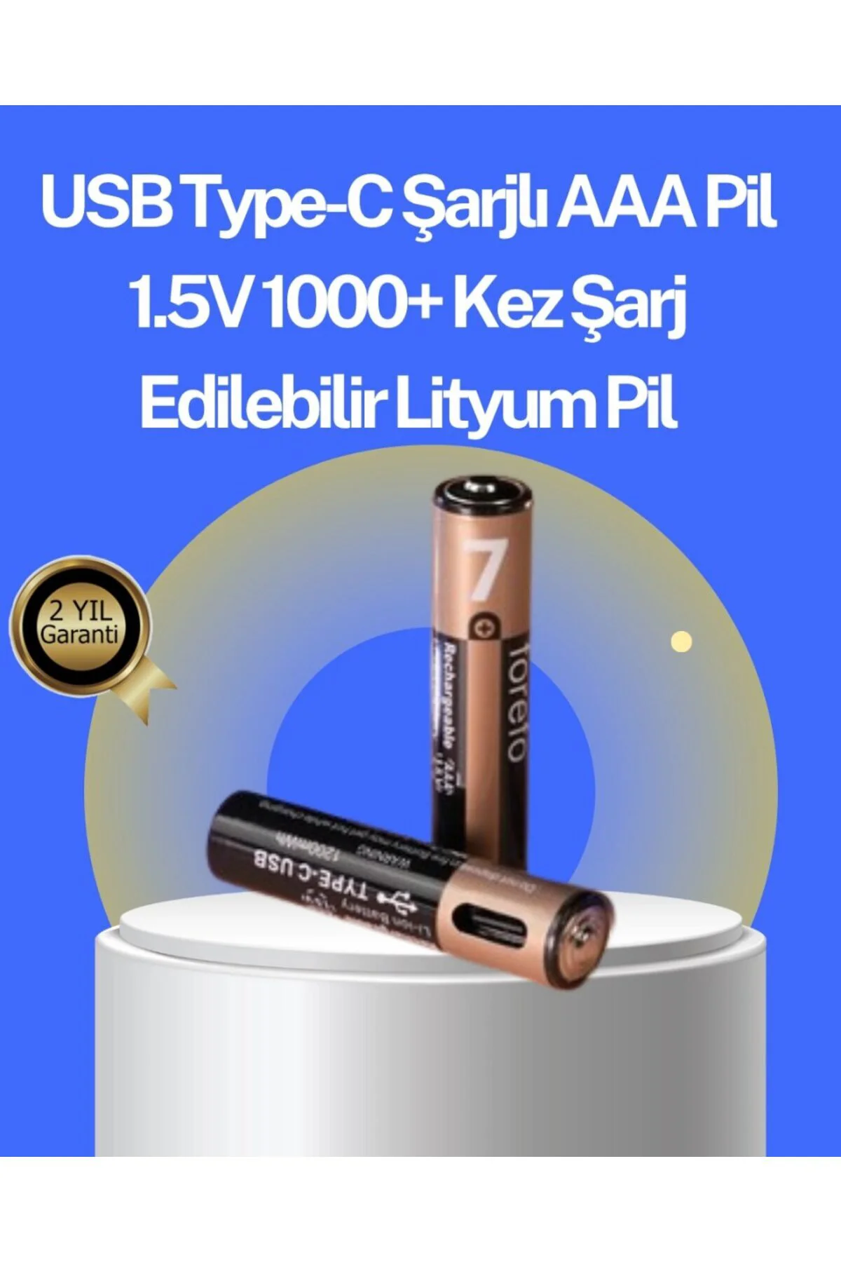 Hızlı Şarj Teknolojili Usb Şarjlı Aaa Pil – 40 Dakikada Tam Şarj