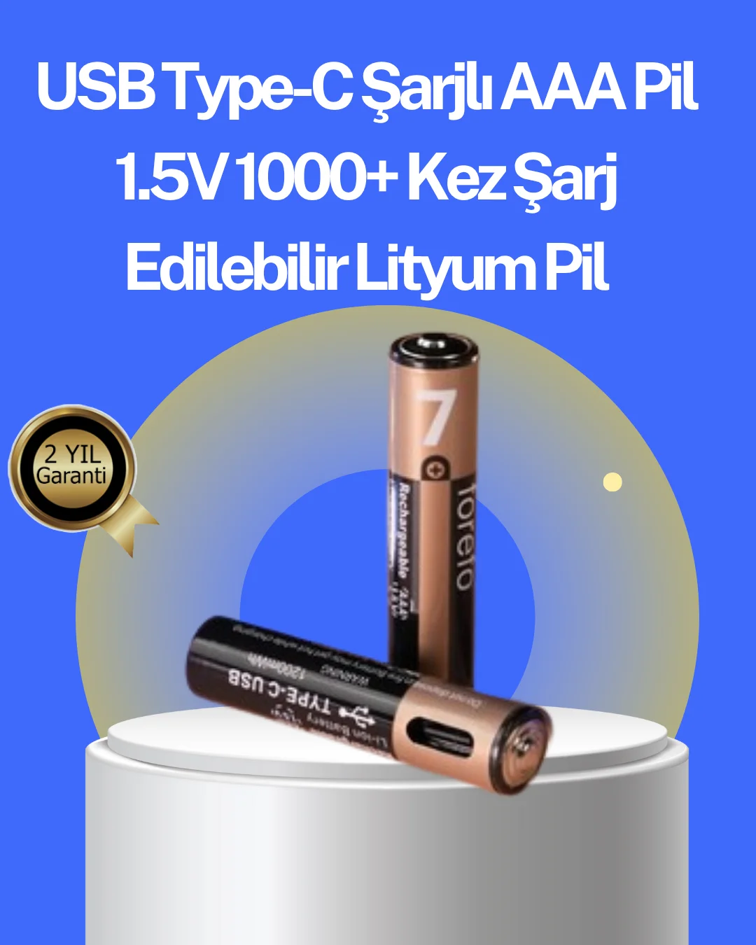 Hızlı Şarj Teknolojili USB Şarjlı AAA Pil – 40 Dakikada Tam Şarj Hızlı Şarj Teknolojili USB Şarjlı AAA Pil – 40 Dakikada Tam Şarj