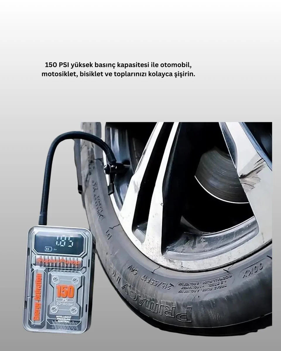 Hızlı Şişirme Güçlü Motorlu 150 PSI Araba Lastik Pompası