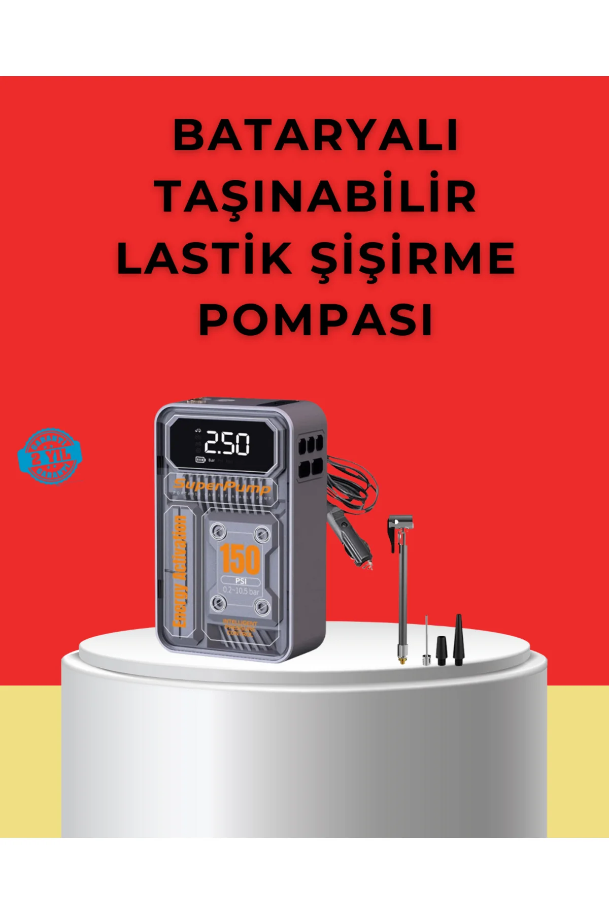 Hızlı Şişirme Güçlü Motorlu 150 PSI Araba Lastik Pompası