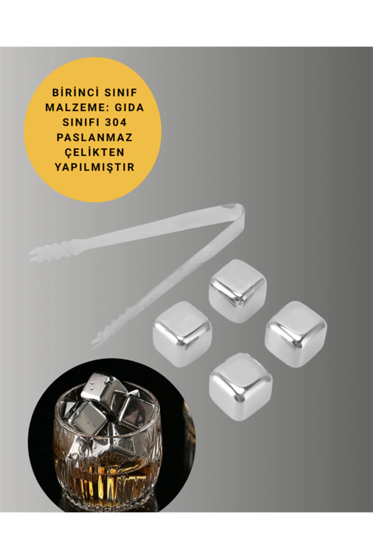 Hızlı Soğutma Özellikli Paslanmaz Metal Buz Küpü Takımı - Lisinya