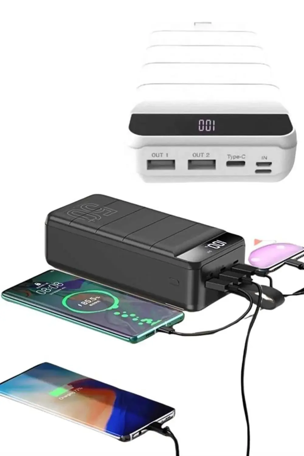 Hızlı Taşınabilir 50.000 Mah Powerbank Led Ekran Android ve İOS U