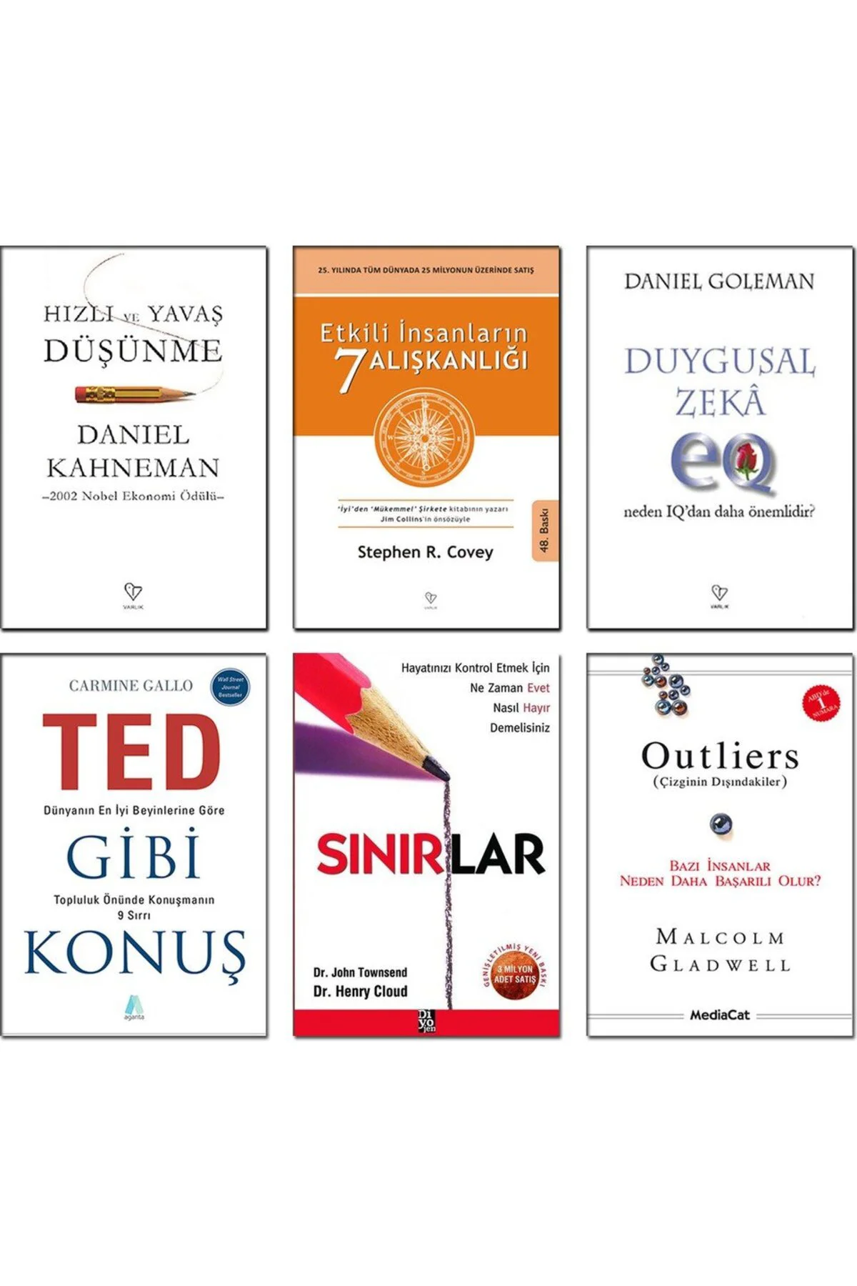 hizli yavas ve dusunme +etkili insanlarin 7 aliskanligi+duygusal zeka+ted gibi konus+sinirlar+outli