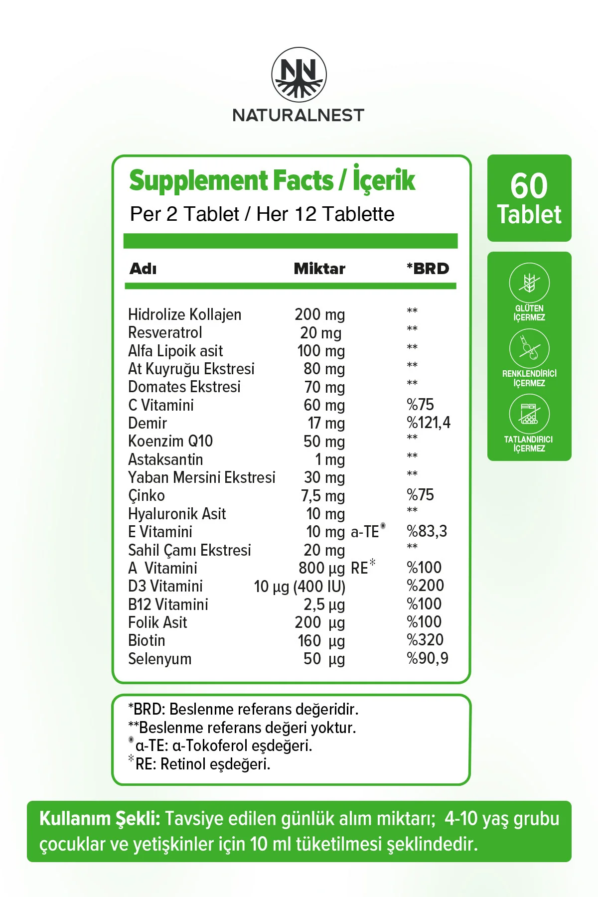 Hns 60 Tablet — Vitamin — Mineral — Bitkisel Ekstre