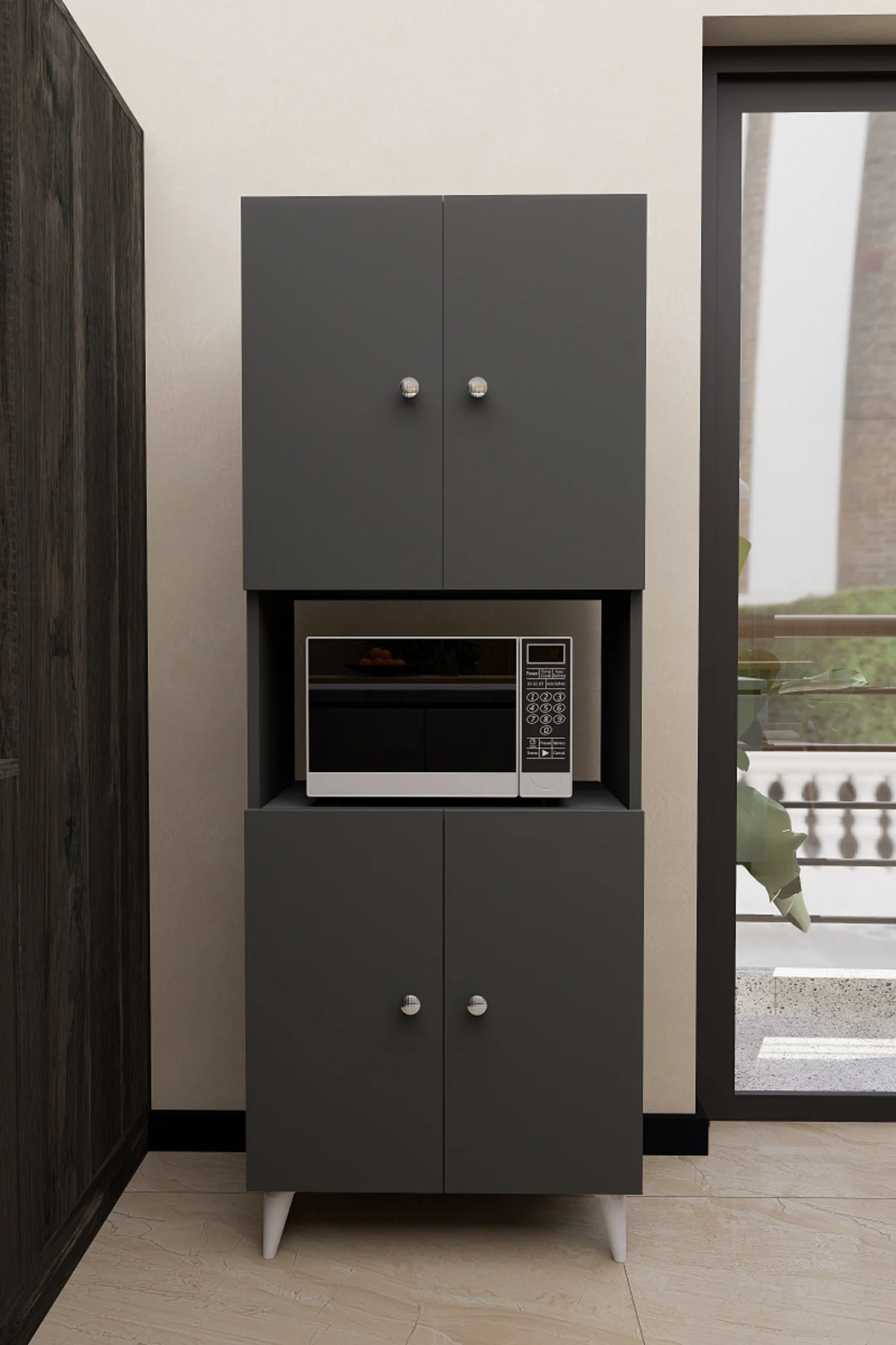 Hobbie Mikrodalga Mutfak Dolabı Antrasit