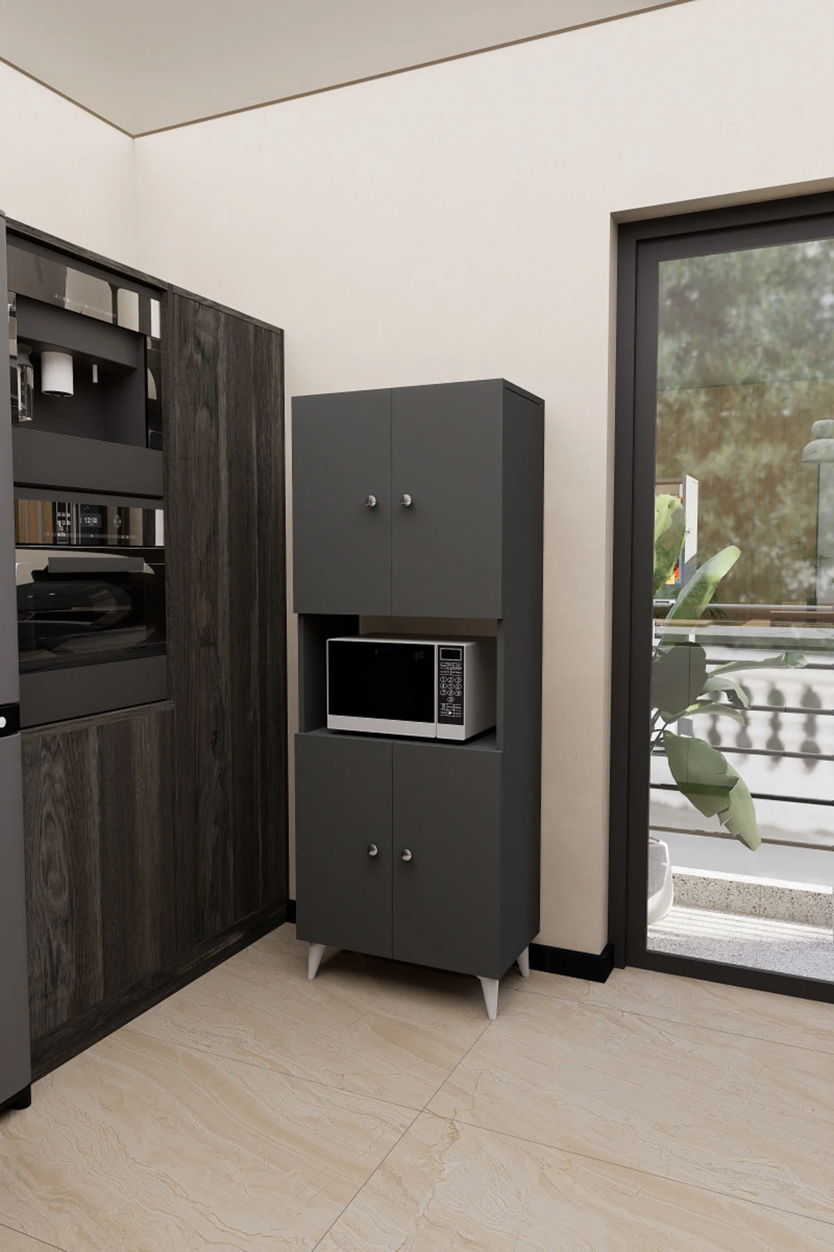 Hobbie Mikrodalga Mutfak Dolabı Antrasit