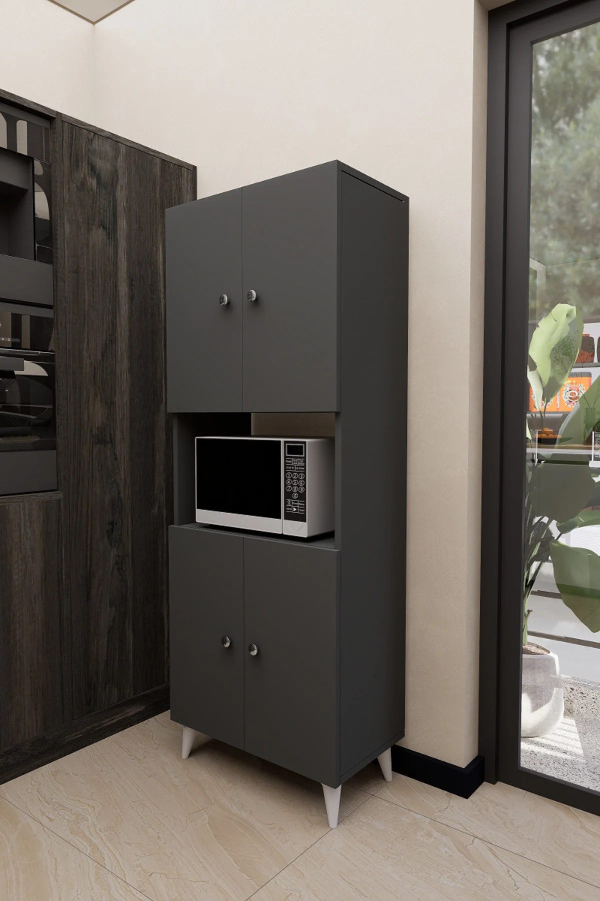 Hobbie Mikrodalga Mutfak Dolabı Antrasit