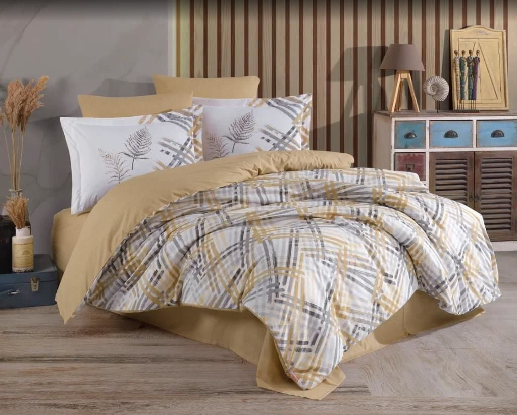 Hobby Çift Kişilik Ranforce Nevresim Takımı Irma Bej