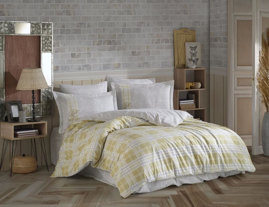 Hobby Çift Kişilik Poplin Nevresim Denim Sarı