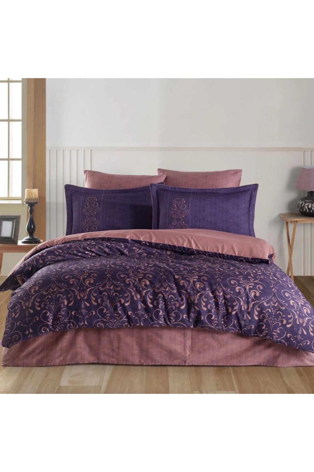 Neysekivar Hobby Çift Kişilik Saten Nevresim Gris Mor