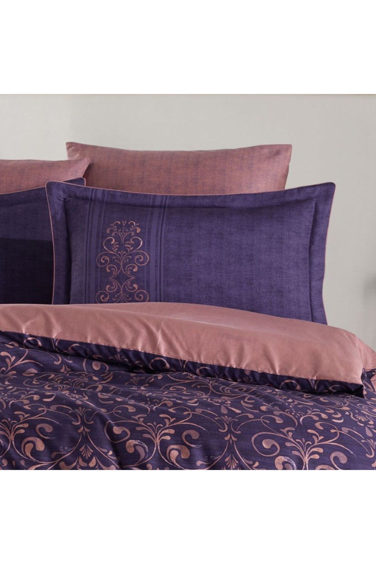 Neysekivar Hobby Çift Kişilik Saten Nevresim Gris Mor
