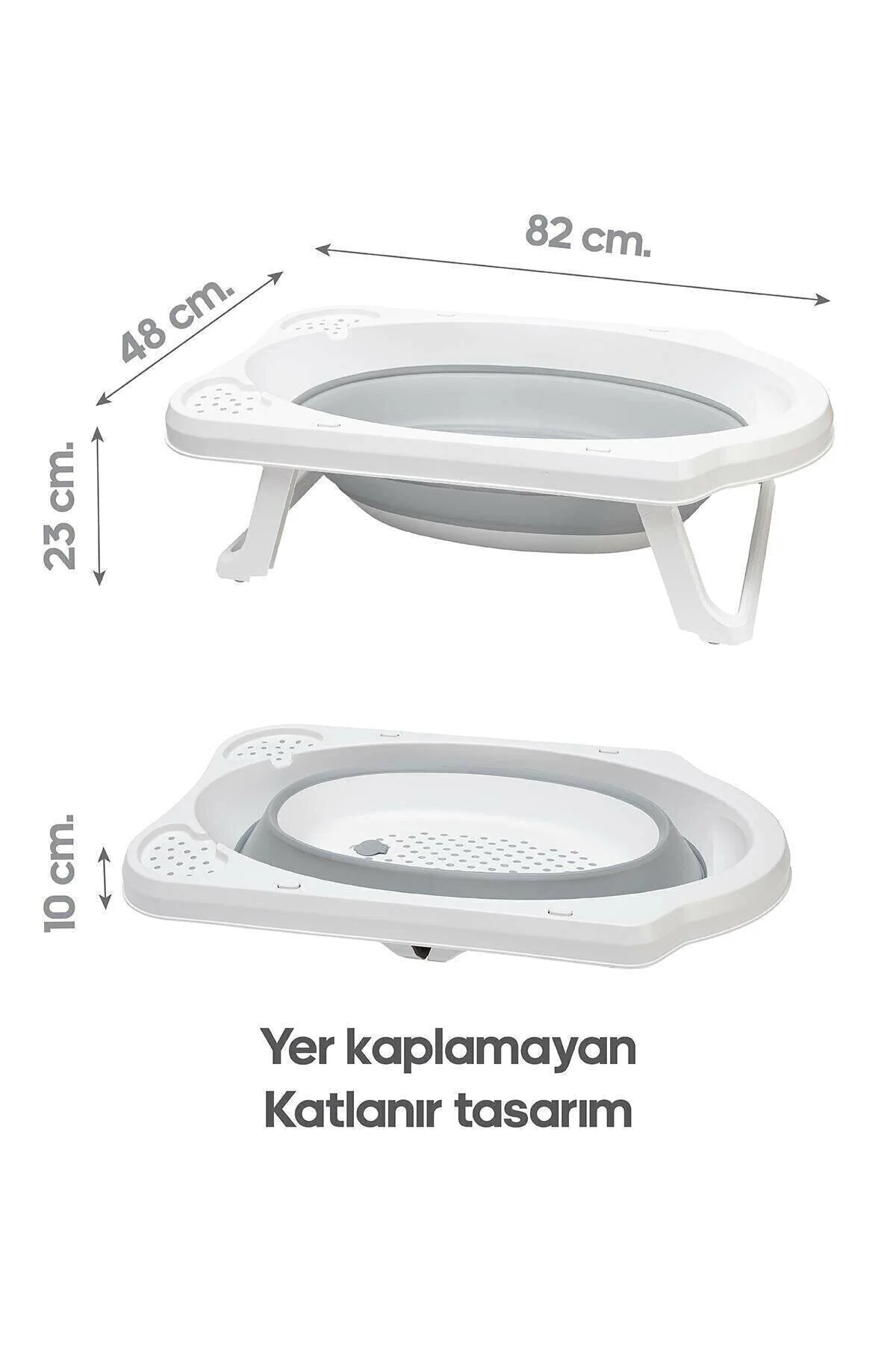 Hobby Life Katlanır Çocuk Küveti & Kova Maşrapa Seti Gri