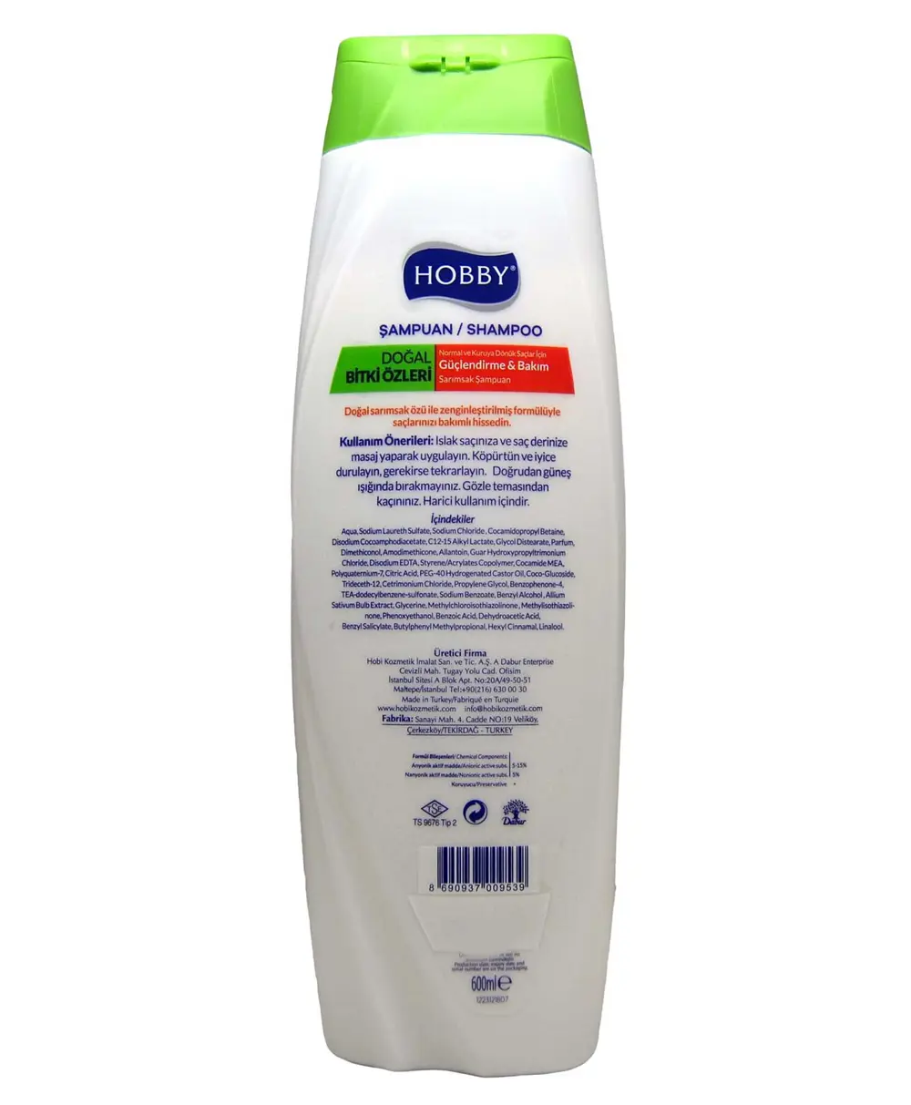 Hobby Sarımsak Özlü Bitkisel Şampuan 600 ml | Güçlendirici Bakım