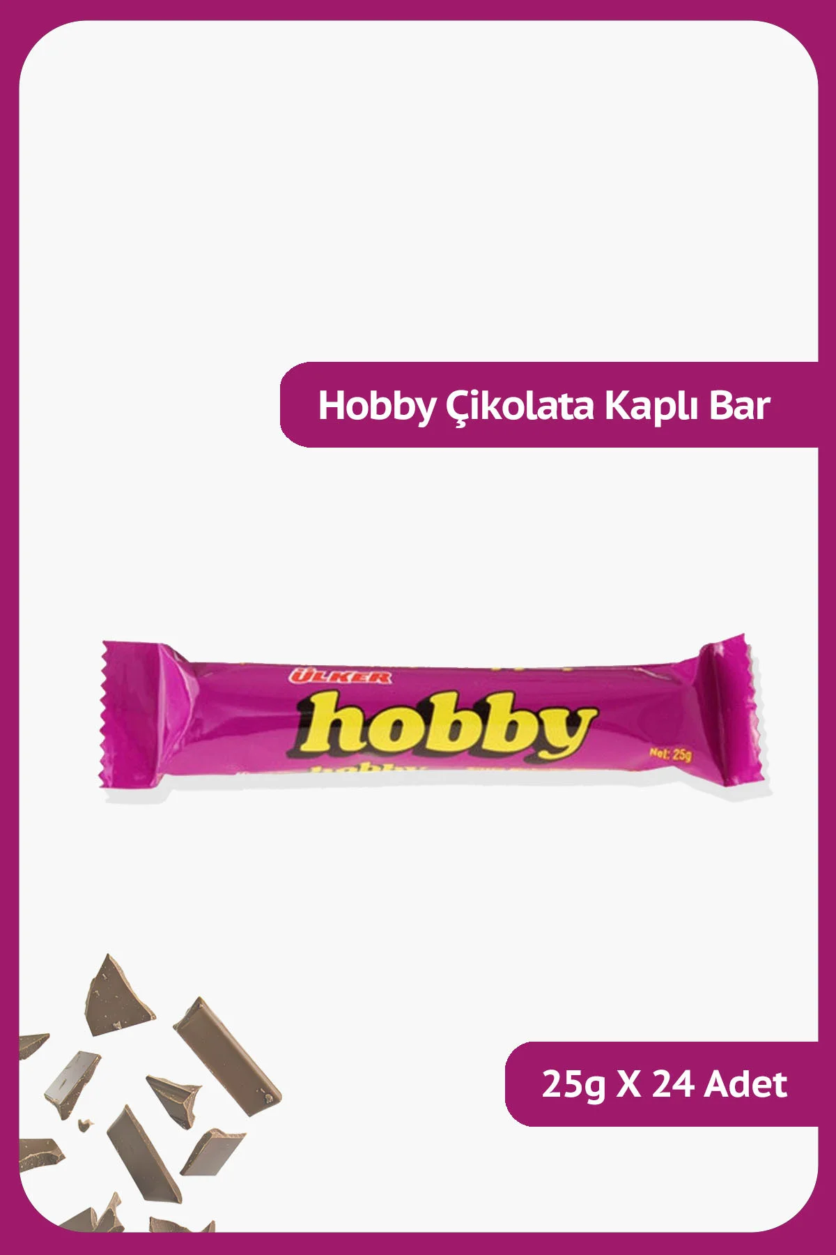 HOBBY - Sütlü Kokolin Kaplamalı Kakaolu ve Fındıklı Bar - 25 gram