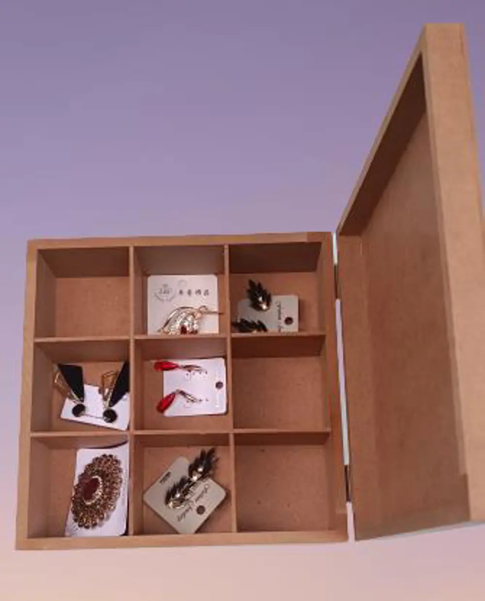 Hobi 90028 Dekoratif Model Takı Kutusu Bölmeli Ahşap HAM MDF El Y