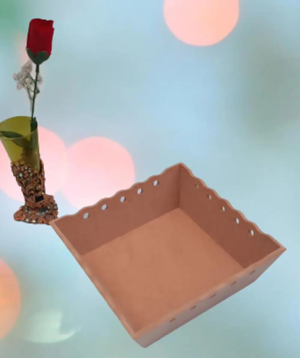 Hobi 90058 Dekoratif Model Ekmek Sepeti Dalga Kenar Oyma HAM MDF 