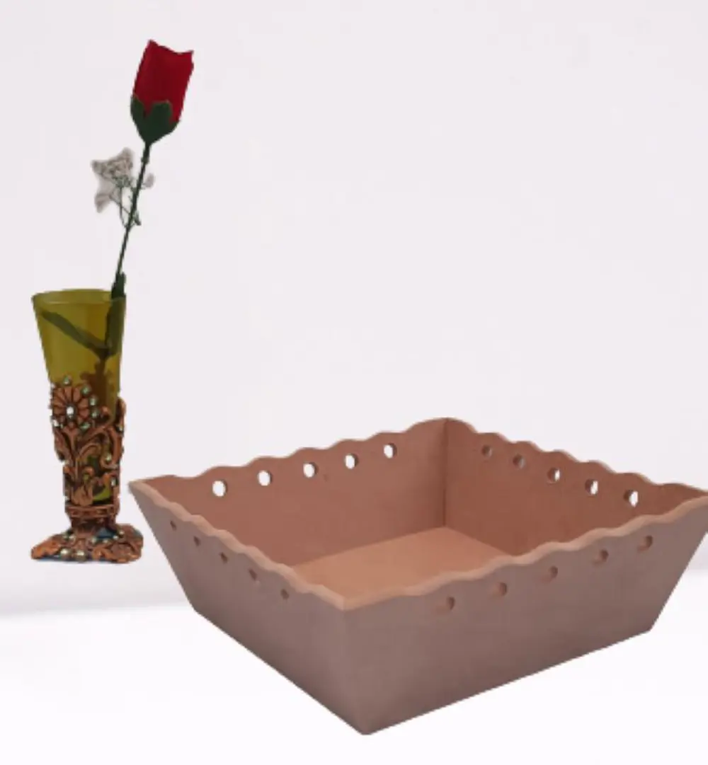 Hobi 90058 Dekoratif Model Ekmek Sepeti Dalga Kenar Oyma HAM MDF 