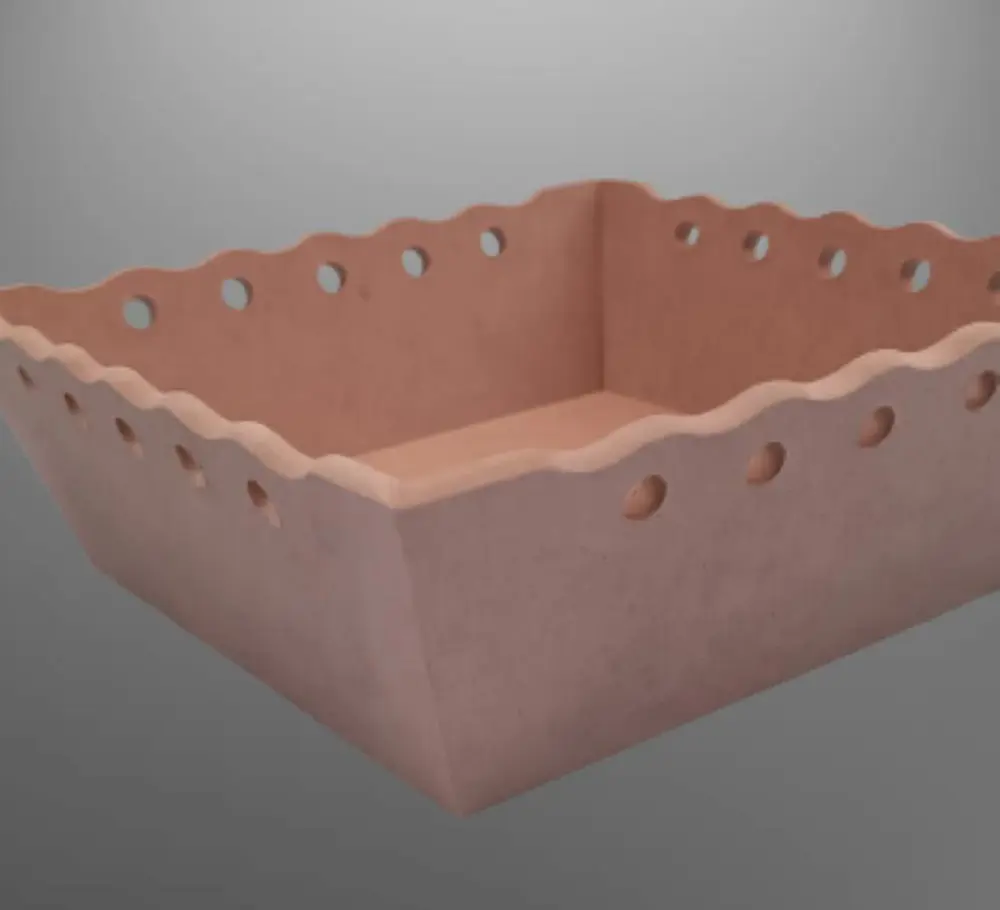 Hobi 90058 Dekoratif Model Ekmek Sepeti Dalga Kenar Oyma HAM MDF 
