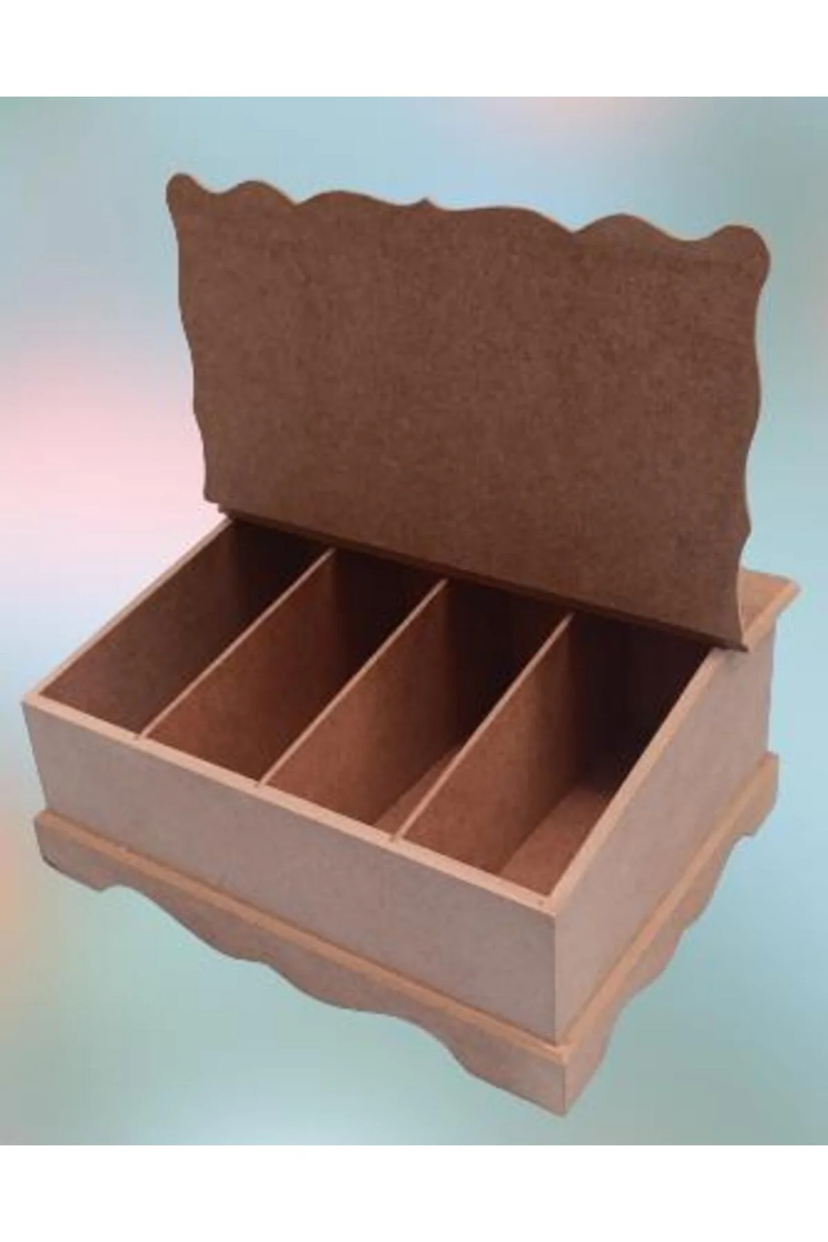 Hobi 90059 Dekoratif Model Bölmeli Çay Kutusu HAM Ahşap MDF El Yapımı - Görsel 5