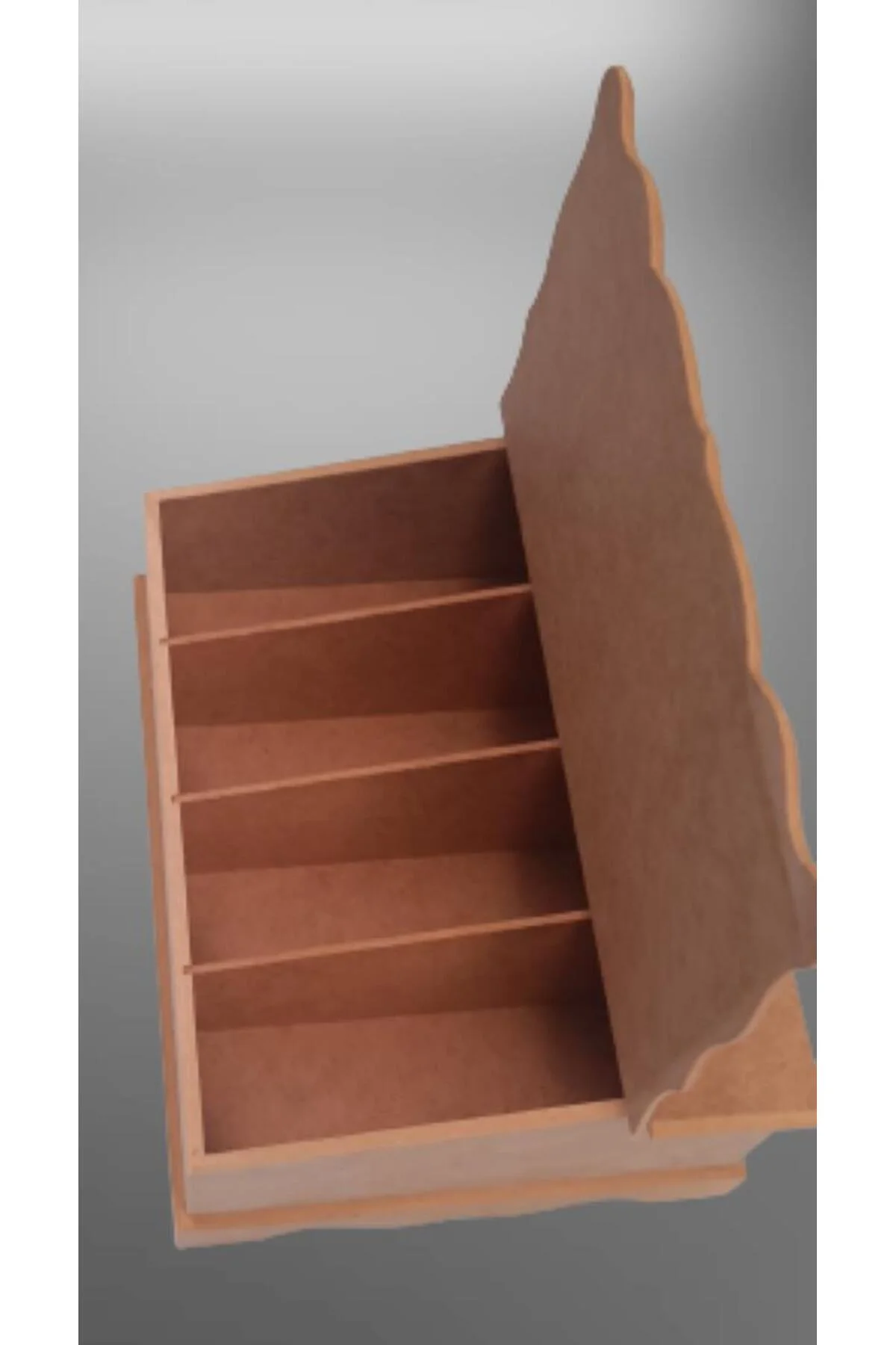Hobi 90059 Dekoratif Model Bölmeli Çay Kutusu HAM Ahşap MDF El Yapımı - Görsel 4