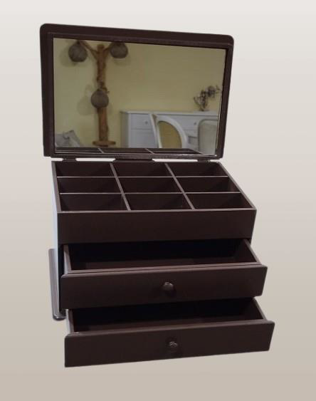 Hobi 90411 ERDL Makyaj Takı Şifonyr 2Çekmc Ayna Parlak KAHVERENGİ