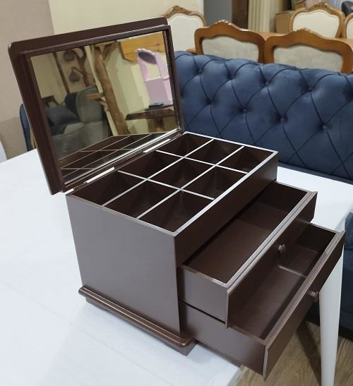 Hobi 90411 ERDL Makyaj Takı Şifonyr 2Çekmc Ayna Parlak KAHVERENGİ