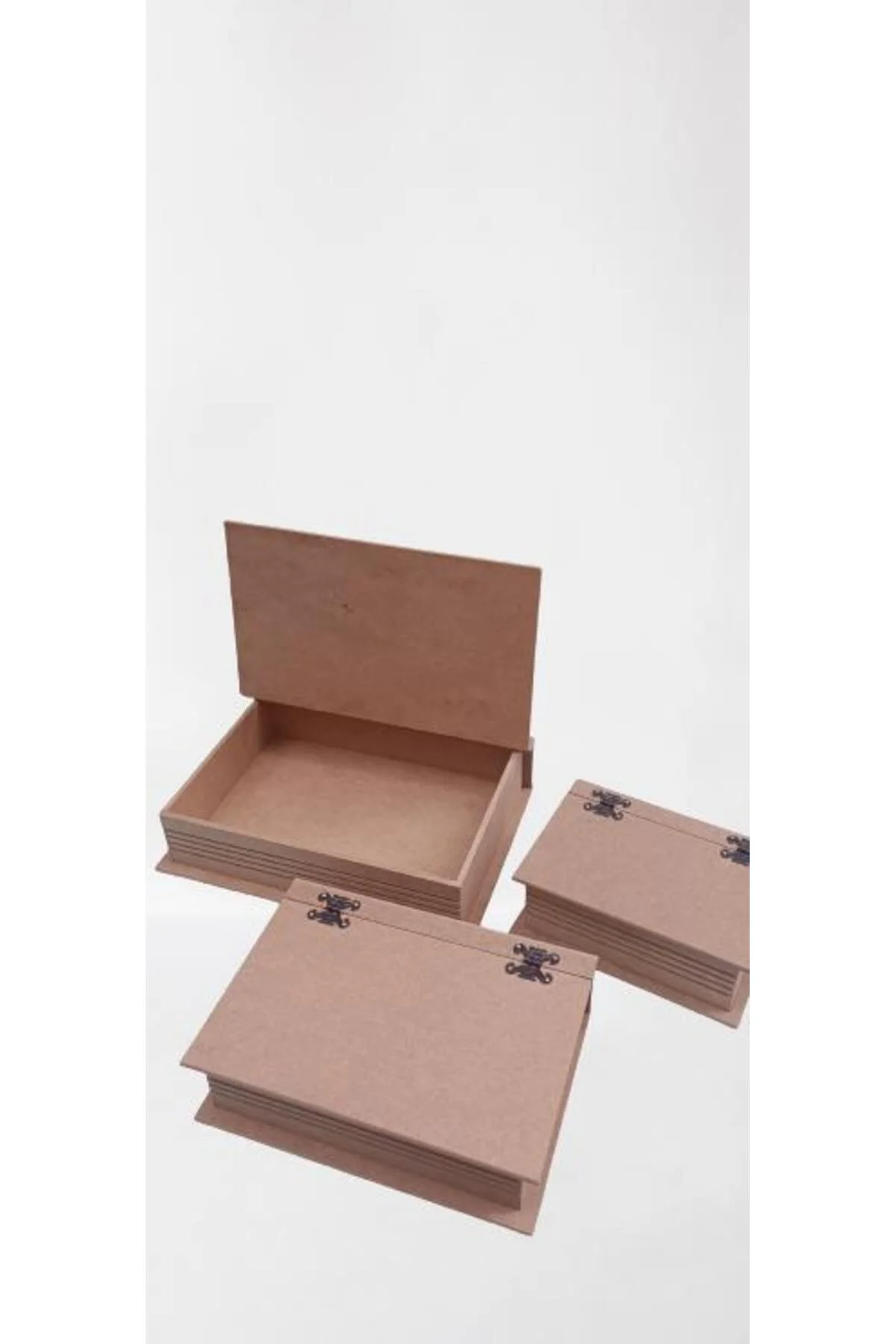 Hobi ADN 90033 Dekoratif Model Üçlü Takı Kutusu Ahşap HAM MDF El Yapımı - Görsel 3
