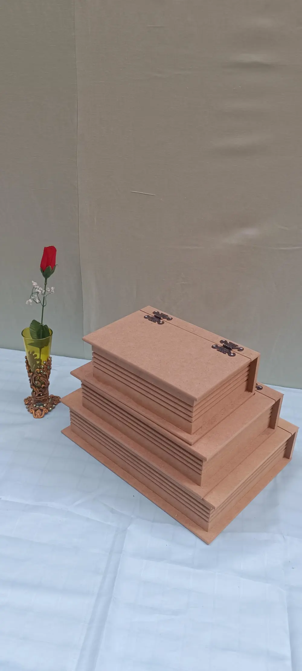Hobi ADN 90033 Dekoratif Model Üçlü Takı Kutusu Ahşap HAM MDF El Hobi ADN 90033 Dekoratif Model Üçlü Takı Kutusu Ahşap HAM MDF El