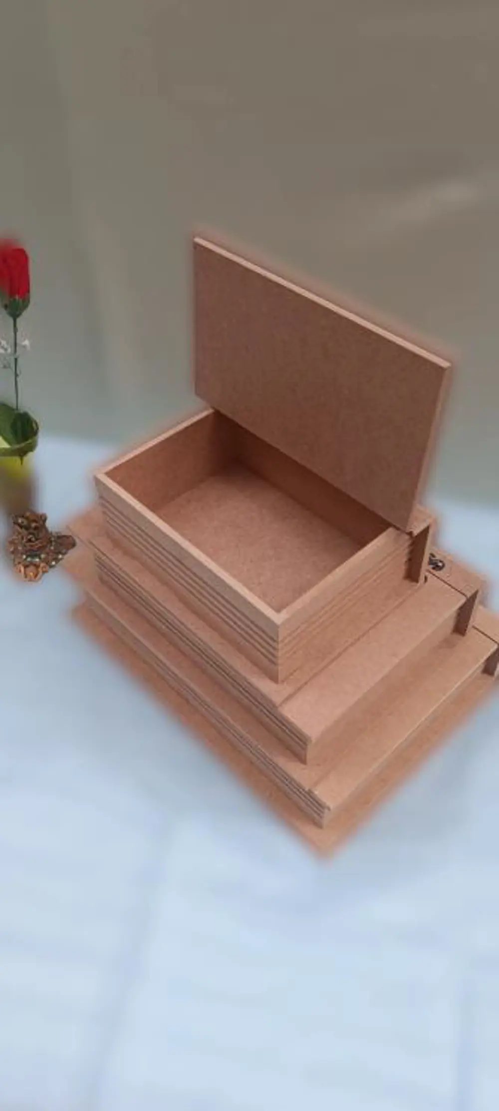 Hobi ADN 90033 Dekoratif Model Üçlü Takı Kutusu Ahşap HAM MDF El Hobi ADN 90033 Dekoratif Model Üçlü Takı Kutusu Ahşap HAM MDF El