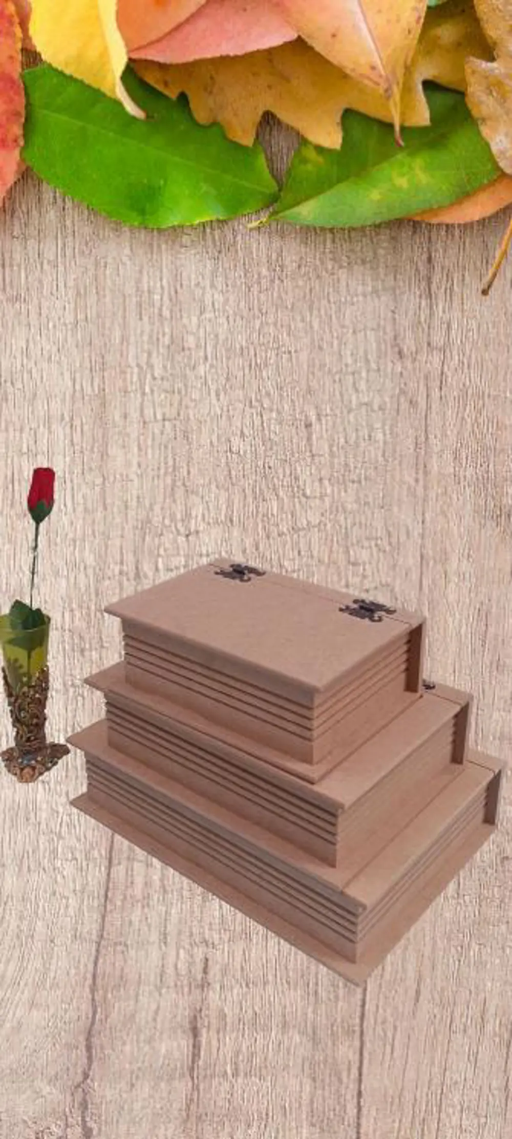 Hobi ADN 90033 Dekoratif Model Üçlü Takı Kutusu Ahşap HAM MDF El Hobi ADN 90033 Dekoratif Model Üçlü Takı Kutusu Ahşap HAM MDF El