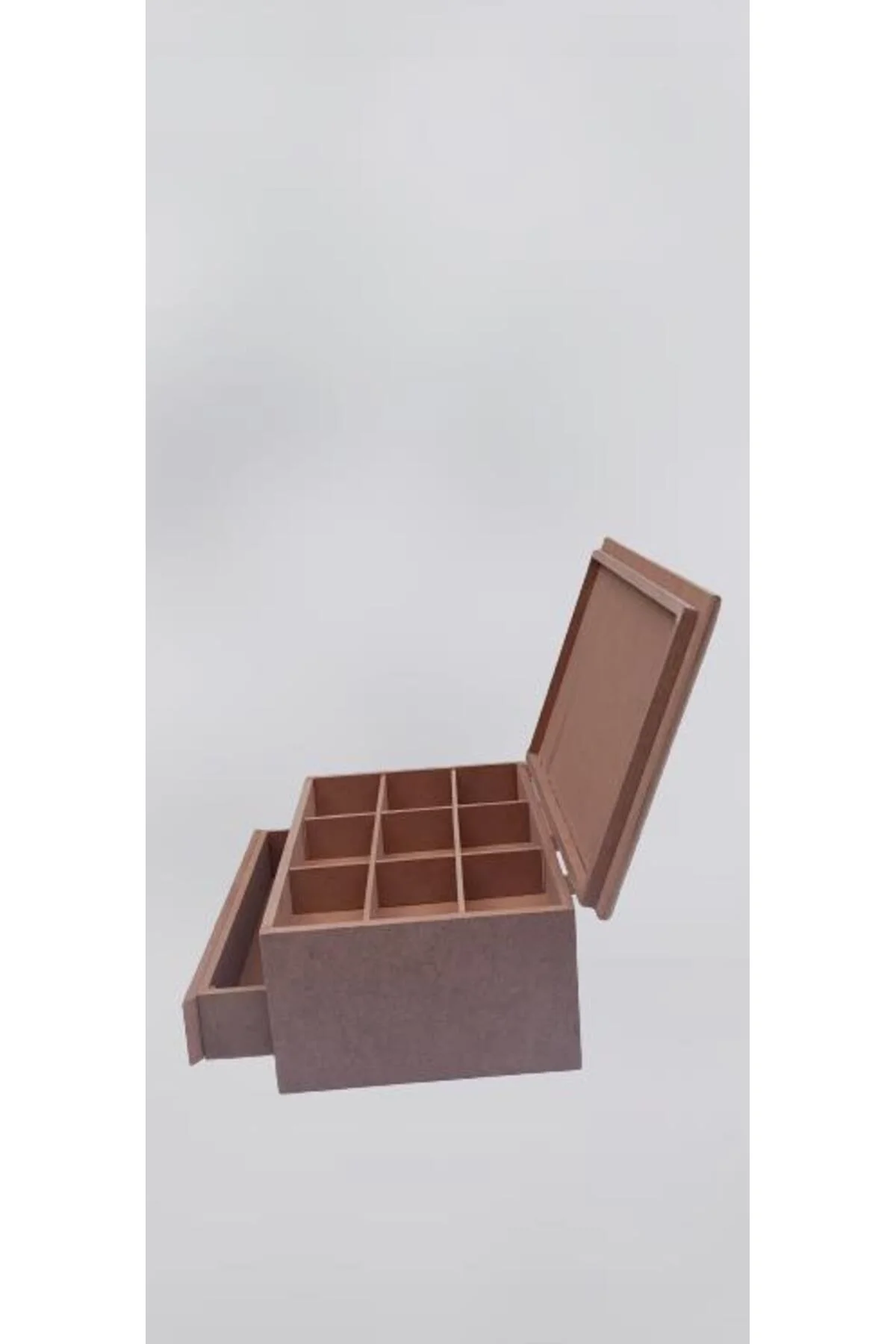 Hobi ADN 90040 Dekoratif Takı Makyaj Kutu Model Çekm Bölmeli HAM Ahşap MDF - Görsel 7