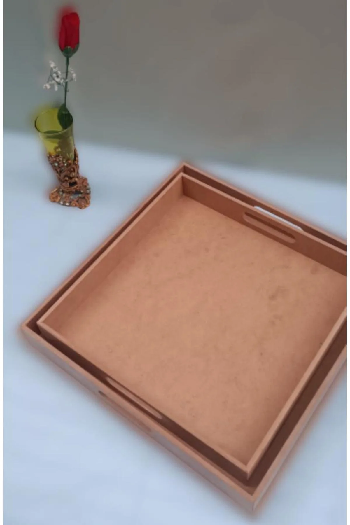 Hobi adn 90048 Dekoratif Tepsi Takım İkili Model HAM Ahşap MDF El Yapımı - Görsel 5