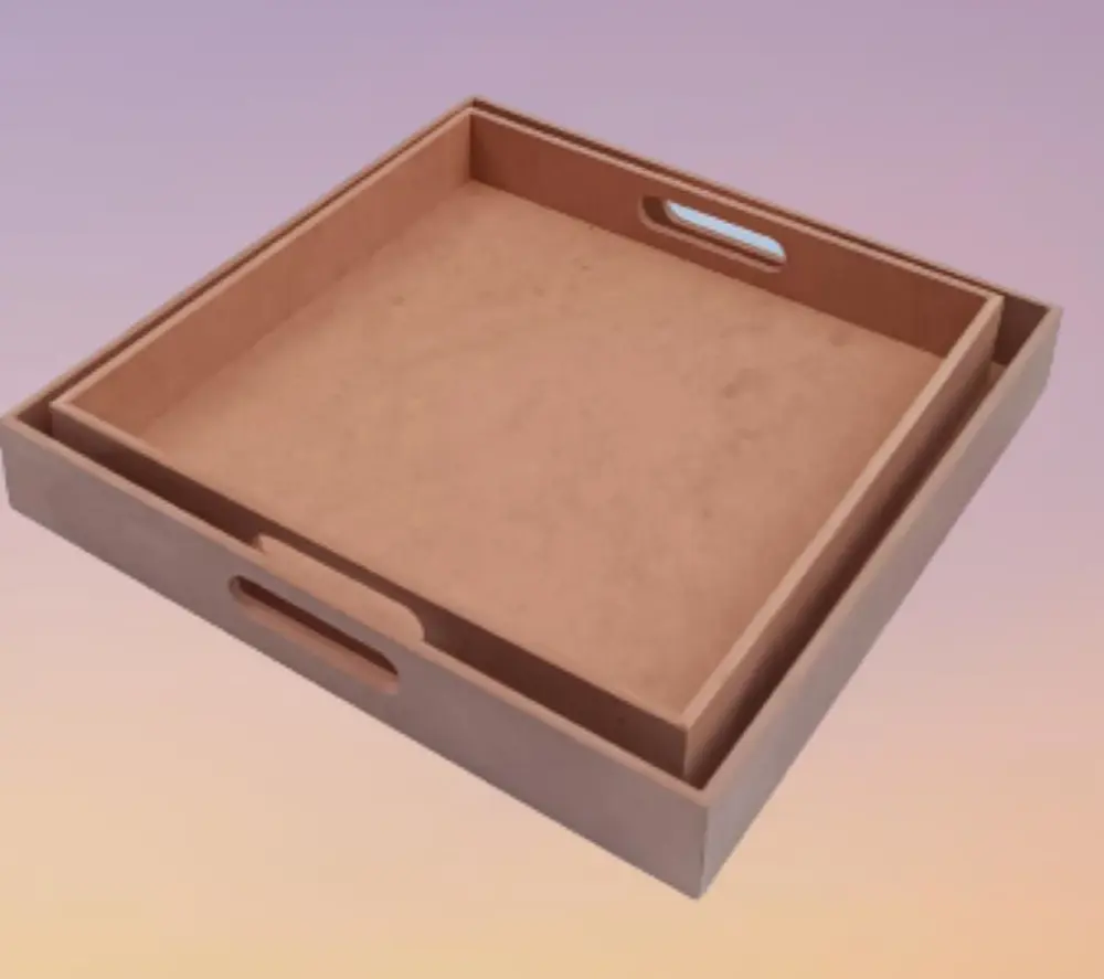 Hobi adn  90048 Dekoratif Tepsi Takım İkili Model HAM Ahşap MDF E