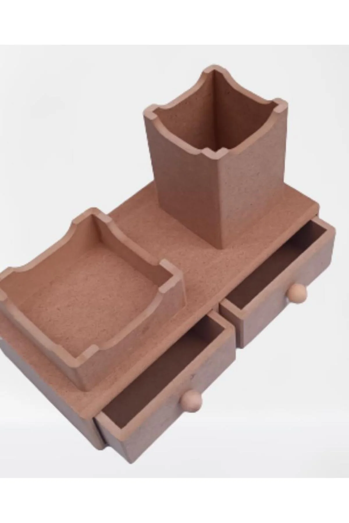 Hobi adn 90066 Dekoratif Kalemlik Set İkili Model HAM MDF Ahşap Çekmece El yapımı - Görsel 4