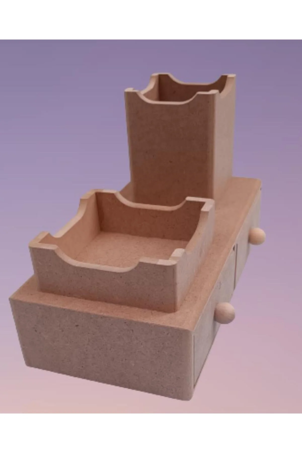 Hobi adn 90066 Dekoratif Kalemlik Set İkili Model HAM MDF Ahşap Çekmece El yapımı - Görsel 7