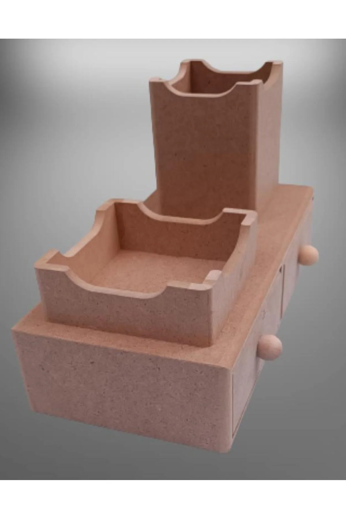 Hobi adn 90066 Dekoratif Kalemlik Set İkili Model HAM MDF Ahşap Çekmece El yapımı - Görsel 8