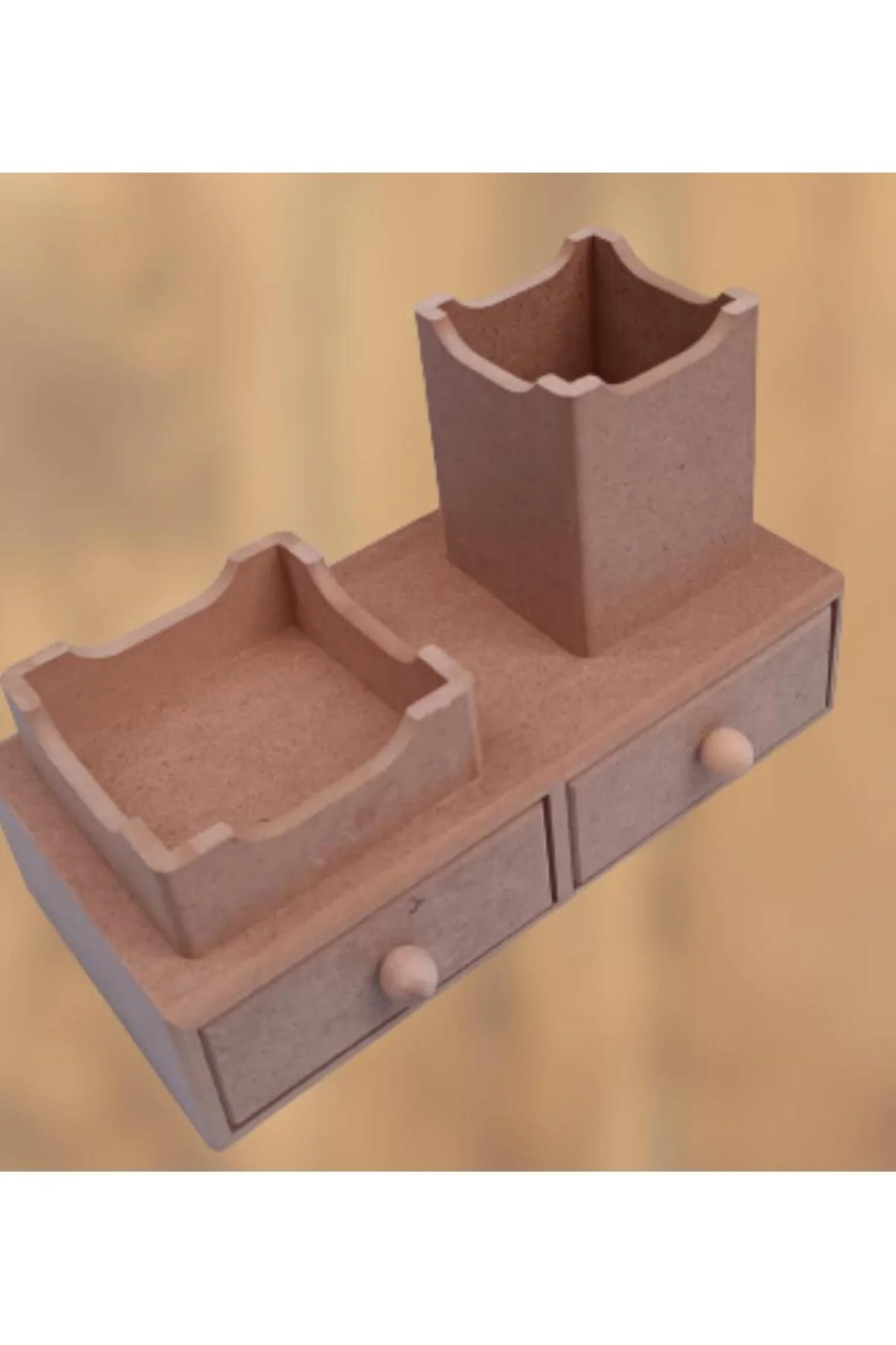 Hobi adn 90066 Dekoratif Kalemlik Set İkili Model HAM MDF Ahşap Çekmece El yapımı - Görsel 5