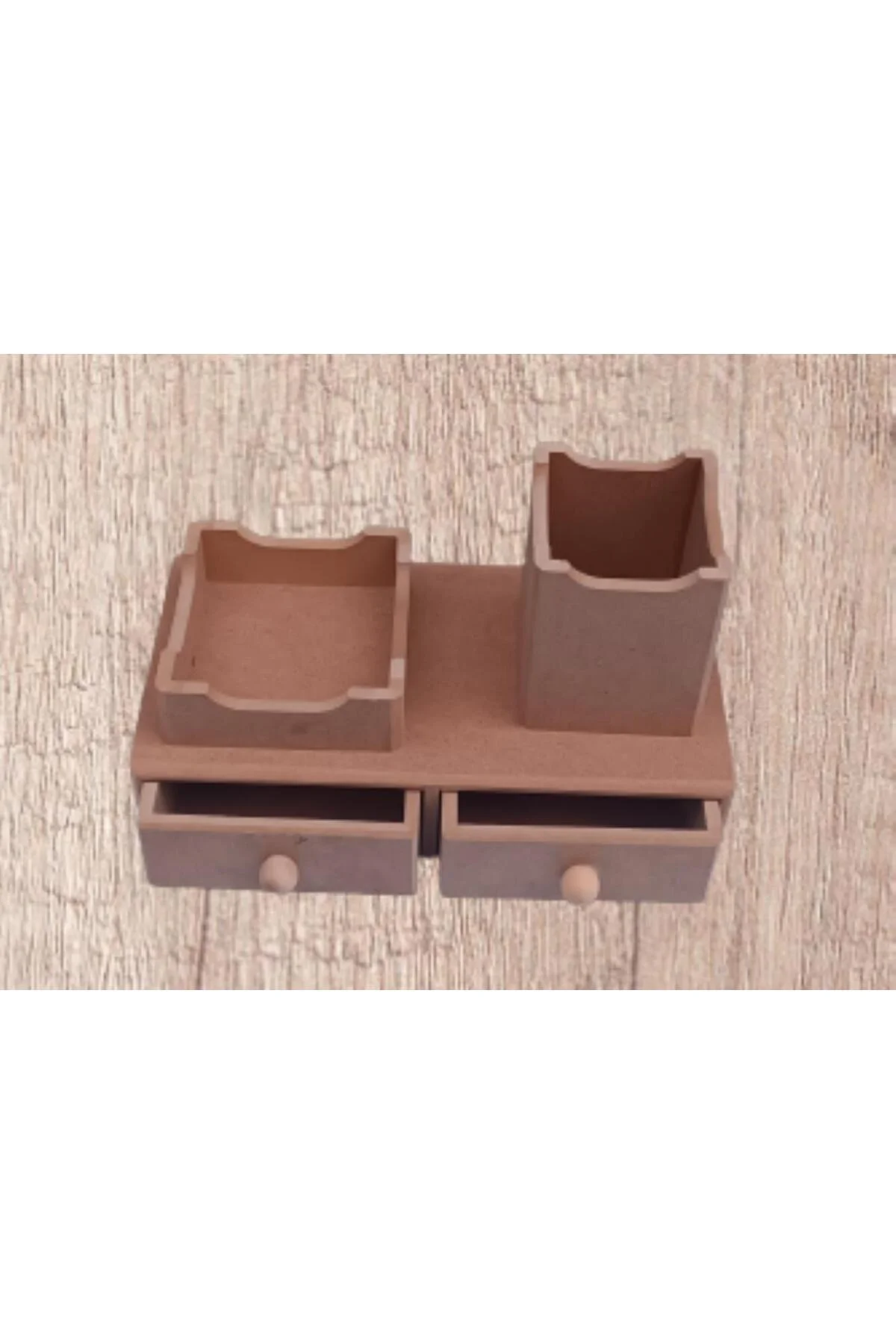Hobi adn 90066 Dekoratif Kalemlik Set İkili Model HAM MDF Ahşap Çekmece El yapımı - Görsel 2