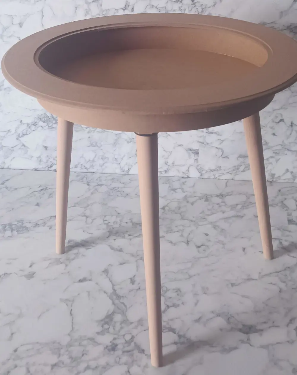 Hobi Adn 90186 Ahşap Kayın MDF HAM Sehpa Rölyef Oval Ayak Ölçüyu 