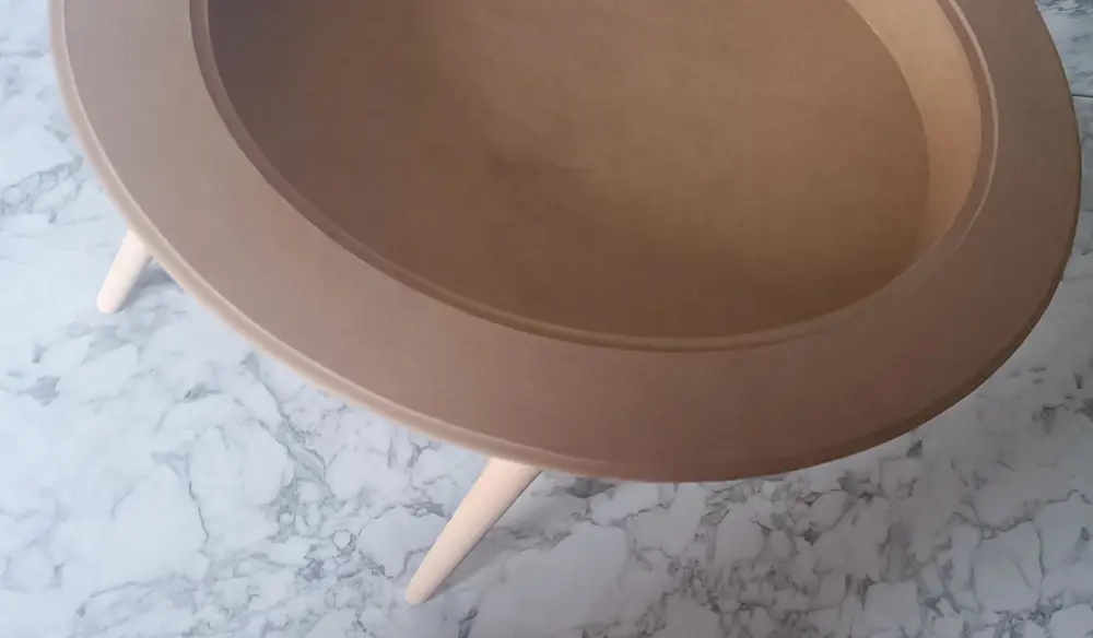 Hobi Adn 90186 Ahşap Kayın MDF HAM Sehpa Rölyef Oval Ayak Ölçüyu 