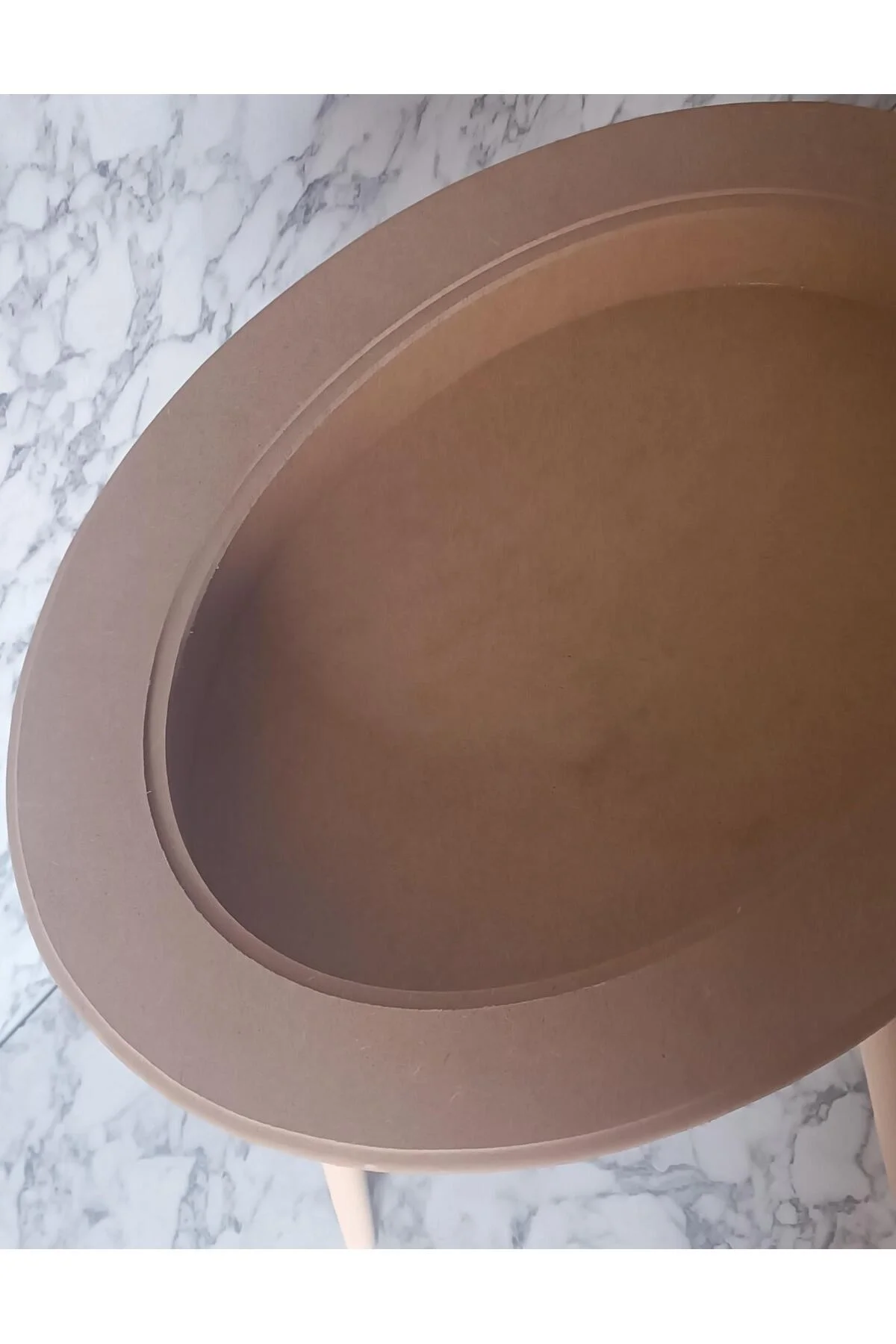 Hobi Adn 90186 Ahşap Kayın MDF HAM Sehpa Rölyef Oval Ayak Ölçüyu Değiştirilebilir - Görsel 5