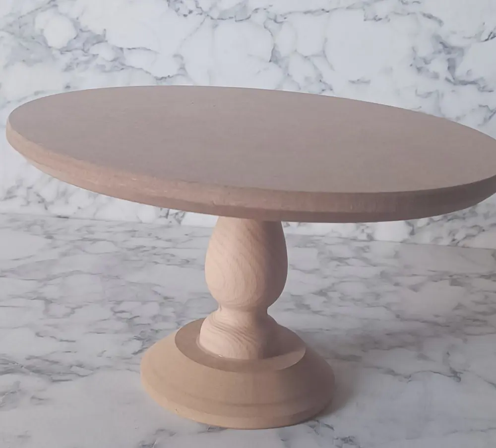 Hobi Adn 90192 Pasta Sunumluk Büyük Boy Ahşap MDF HAM Yuvarlak Ku