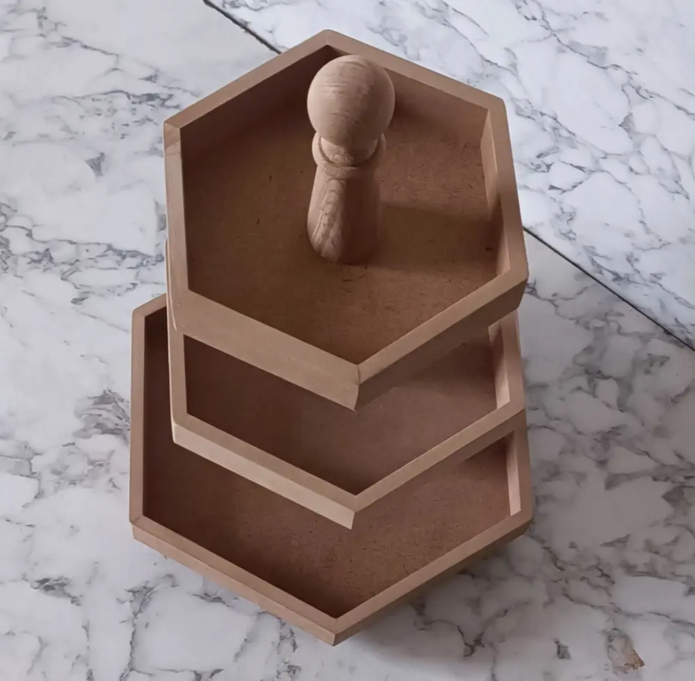 Hobi Adn 90194 Sunum Tabak HAM Çokgen 3 Kat  Kutuda Sevk El Yapım