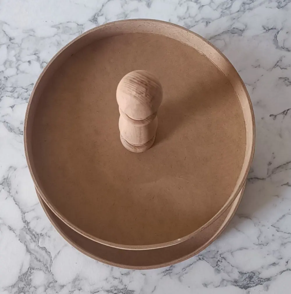 Hobi Adn 90195 Sunumluk İkili Set HAM Yuvarlak Kayın MDF  Kutuda 